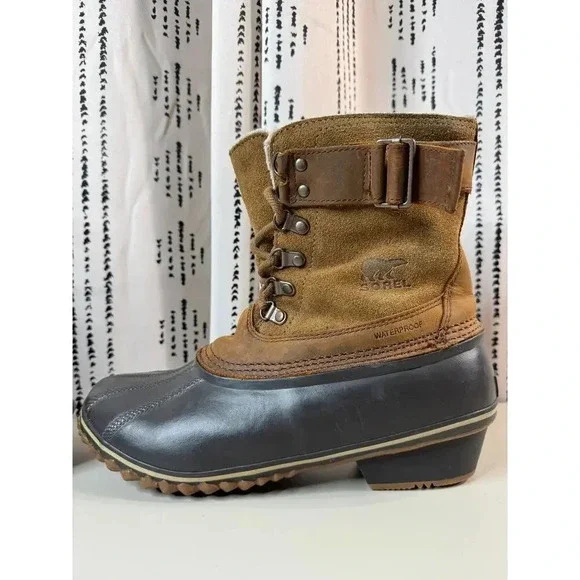 Sorel Women's Brown Leather Fancy Lace II Winter Snow Boots Size 10 Preppy Hike - Picture 5 of 15